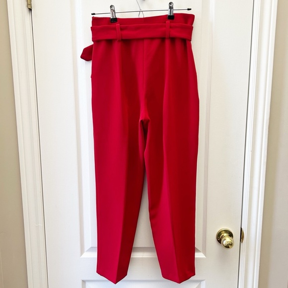 Topshop High Waisted Ayla Red Trouser Pants Ankle Cropped Size 4 - Picture 4 of 14